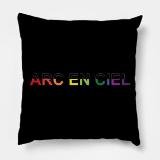 Arc En Ciel French Rainbow Text Pillow