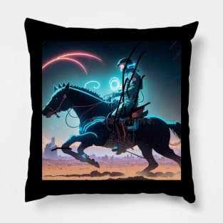 Cyber Punk Cowboy Pillow