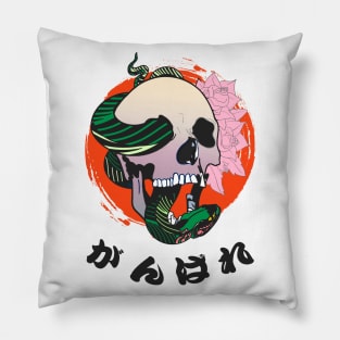 Skull and Snake Tattoo Pillow