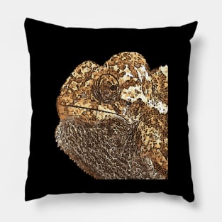 Cartoon Style Chameleon Black Outline Art Pillow