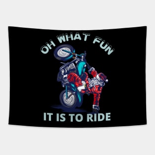 Oh what fun it is to ride | Funny Santa riding motorcycle Tapestry