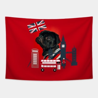 Proud London Pug Tapestry