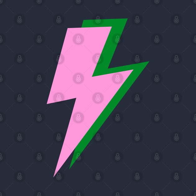 Pink and Green Shadow Double Lightning Bolt by OneThreeSix