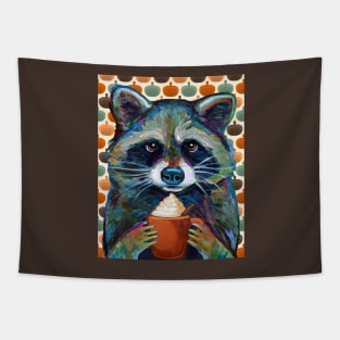 Super Cute Pumpkin Spice Raccoon Tapestry