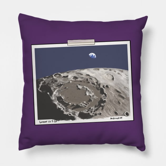 Earthrise From A Lunar Landscape Pillow by mernstw