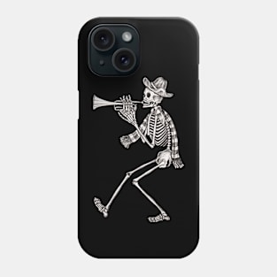 Sugar skull playing trumpet celebration day of the dead. Phone Case