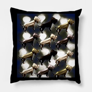 3D Black and Gold Dogs Pillow