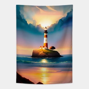 Sky And Lighthouse Landscape Tapestry