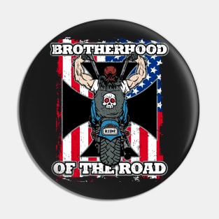 Brotherhood of the Road Biker Flag Pin