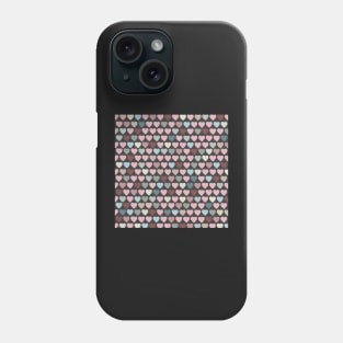 Valentines Hearts- Gray Background Phone Case