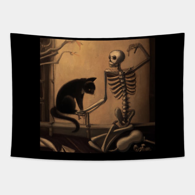 Bones and jelly cat Tapestry by Jellyworld