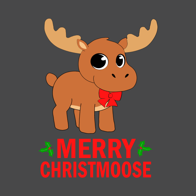 Merry Christmoose Cute Moose Pun Funny Christmas by JohnnyxPrint