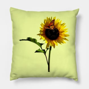 Monarch Butterfly on Sunflower Pillow