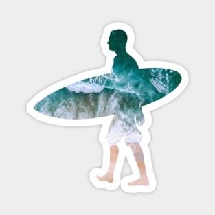 Male Surfer Beach Silhouette Magnet