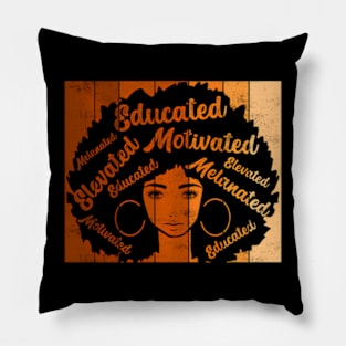 Motivated Educated Elevated Melanated Black History Month Pillow