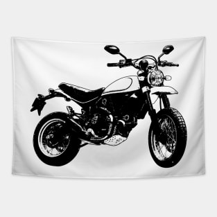 Scrambler Bike Black and White Color Tapestry