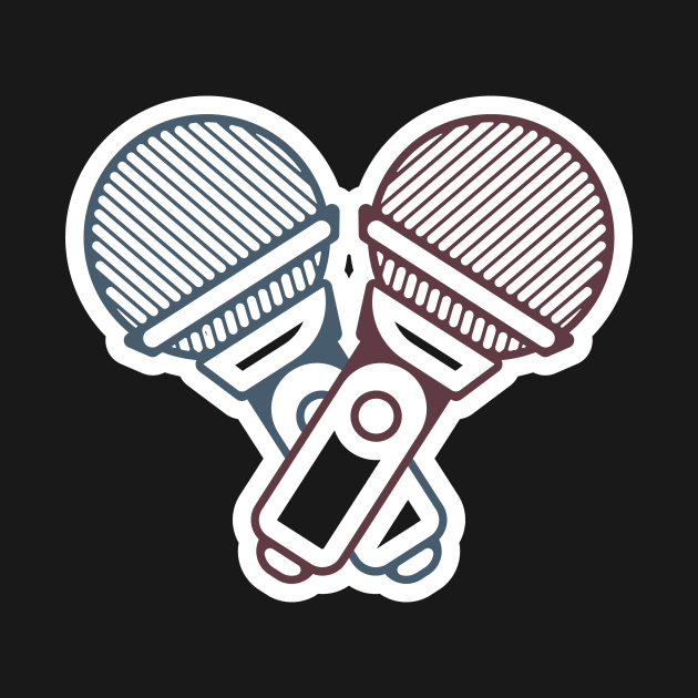 Microphone Sticker Logo for broadcast and show. Technology object icon concept. Musical element for singing sticker design logo. by AlviStudio