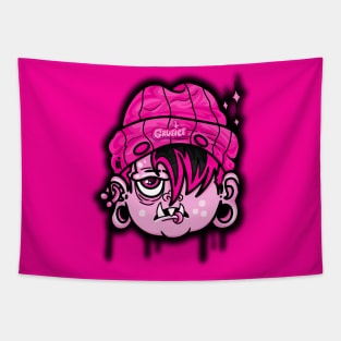 Emo Cartoon Monster Pink Design Tapestry