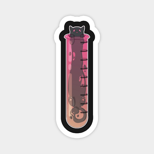 Space Cat - Alien in Test Tube Red Magnet by Phoenix-InBlue