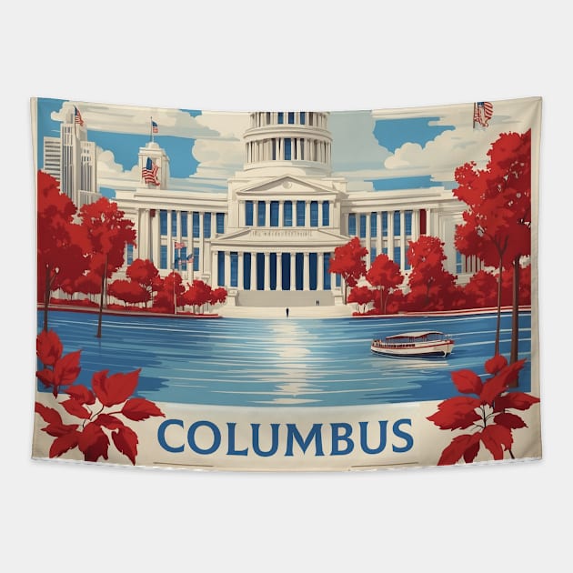 Columbus Ohio United States of America Tourism Vintage Poster Tapestry by TravelersGems