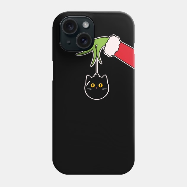 Grinch’s Hand Holding a Cat Ball - Funny T-shirt for Christmas Phone Case by Nine Tailed Cat
