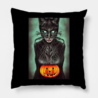 cat woman halloween Pillow