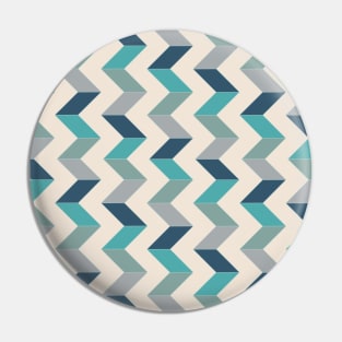 Chevron Geometric Pattern, Teal, Blue, Green and Beige Pin