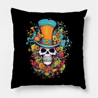 Skull-ting the town with some colorful graffiti Pillow