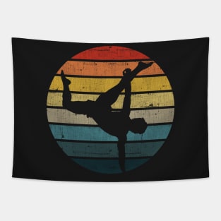 Capoeira Silhouette On A Distressed Retro Sunset graphic Tapestry