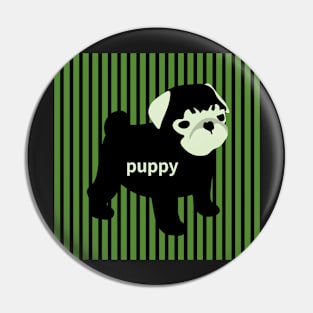 green puppy,bulldog Pin