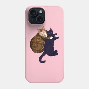 Momma Cat Love - Tabby Cat & Black Kitten Phone Case