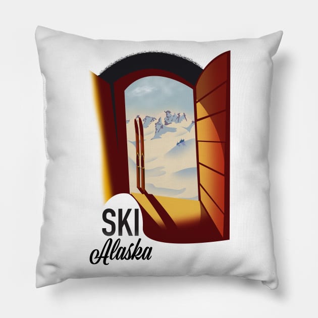 Ski Alaska Pillow by nickemporium1