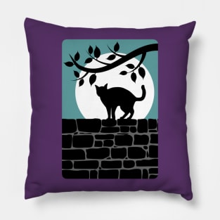 Cat on a Wall Silhouette Pillow