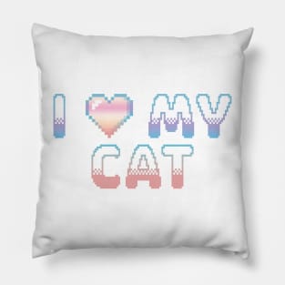 I Heart My Cat Classic Video Game Graphic Rainbow Pastel Gradient Pillow