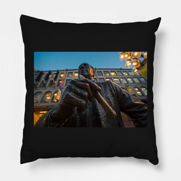 Red Auerbach Chilling at Fanueil Hall Pillow by WayneOxfordPh