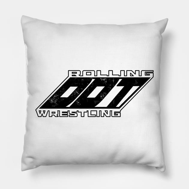 Rolling DDT Wrestling Logo (B&W) Pillow by Broaxium