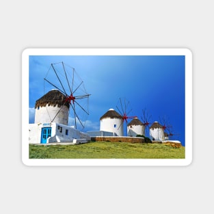 Kato Mili are iconic windmill of the Greek island of the Mykonos, Cyclades Islands. Magnet