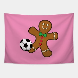 Gingerbread Man Playing Soccer Tapestry