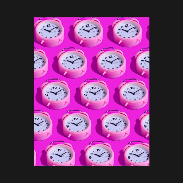 Pink Clocks On Pink Background by InStyle Designs