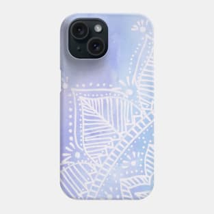 Doodled mandala on watercolor background - lilac Phone Case