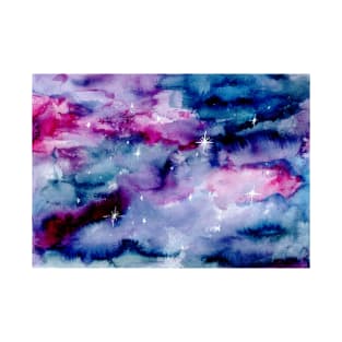 Galaxy starry sky pink purple blue T-Shirt