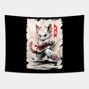 Karate cute tiger Tapestry