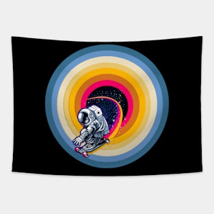 Astronaut skateboard in space funny gift tshirt Tapestry