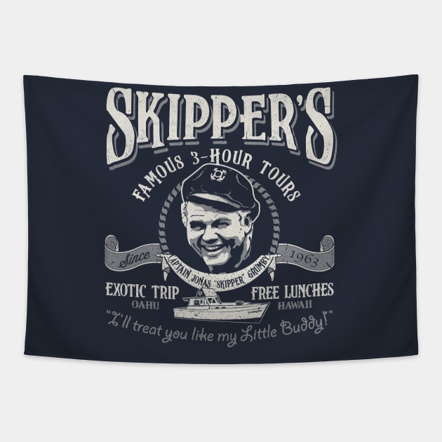 Skipper's Famous 3 Hour Boat Tours Tapestry by Alema Art