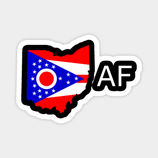 Ohio Flag State Outline AF (white) Magnet