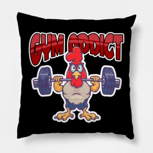 Gym Addict Chicken Working out with weights Pillow