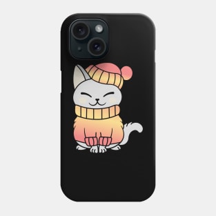 Cute Cozy Colorful Snow Winter Cat Kitty Phone Case