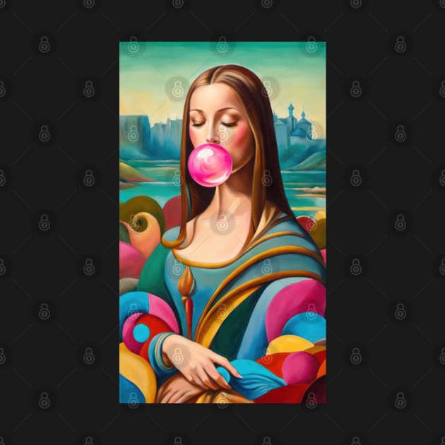 Mona Lisa Blowing Bubblegum by TooplesArt