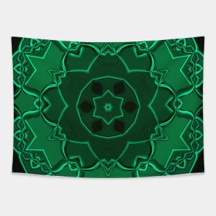 Cartoon Mandala Flower Green Tapestry