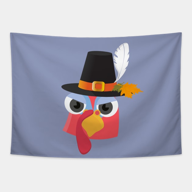 Funny thanksgiving pilgrim turkey Tapestry by tatadonets